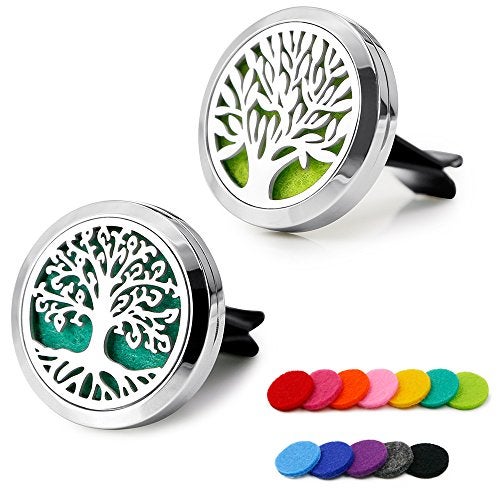 RoyAroma Car Air Freshener 2PCS 30mm Car Aromatherapy Essential Oil Diffuser Stainless Steel Cars Diffuser with Vent Clip 12 Felt Pads - Image 1