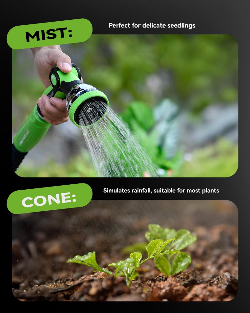 RAINPOINT Spray Nozzles for Garden Hose - 10 Spray Patterns Garden Hose Nozzle with Adjustable Flow Control for Watering Plants, Washing Cars,Washing Pets, Thumb Control (Green) - Image 5