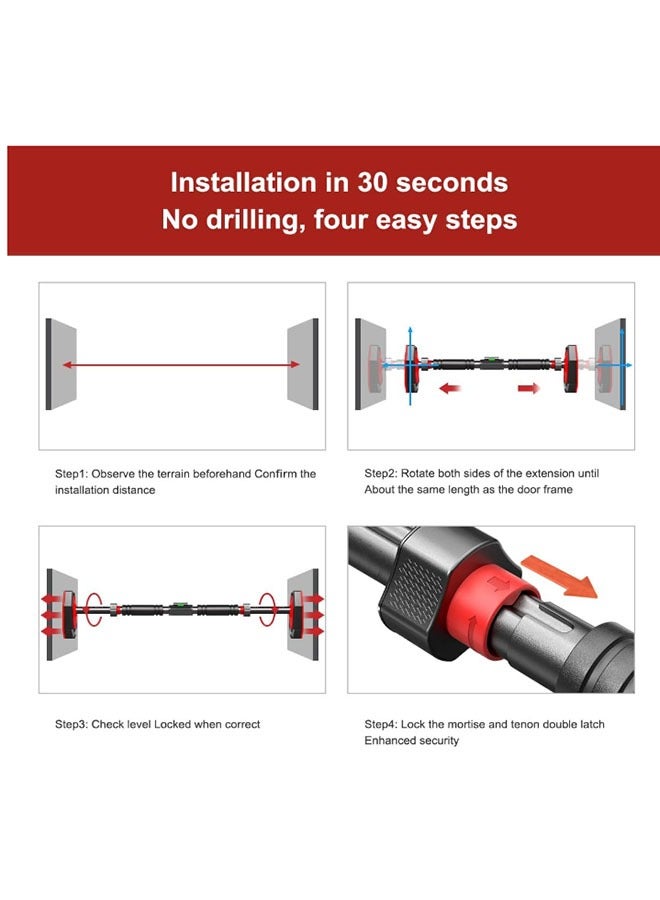EHOME Pull Up Bar,Adjustable Width Locking Mechanism Chin up Bar without Screws - Strength Training Push-up Bar for Doorway with Non-slip Comfort for Home Gym Upper Body Workout - Image 4