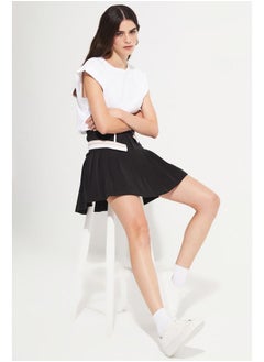 JUNE June Women Waist Detail Pleated Mini Skirt Black  - Image 3