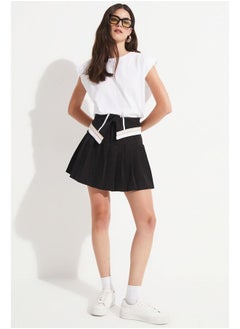 JUNE June Women Waist Detail Pleated Mini Skirt Black  - Image 2