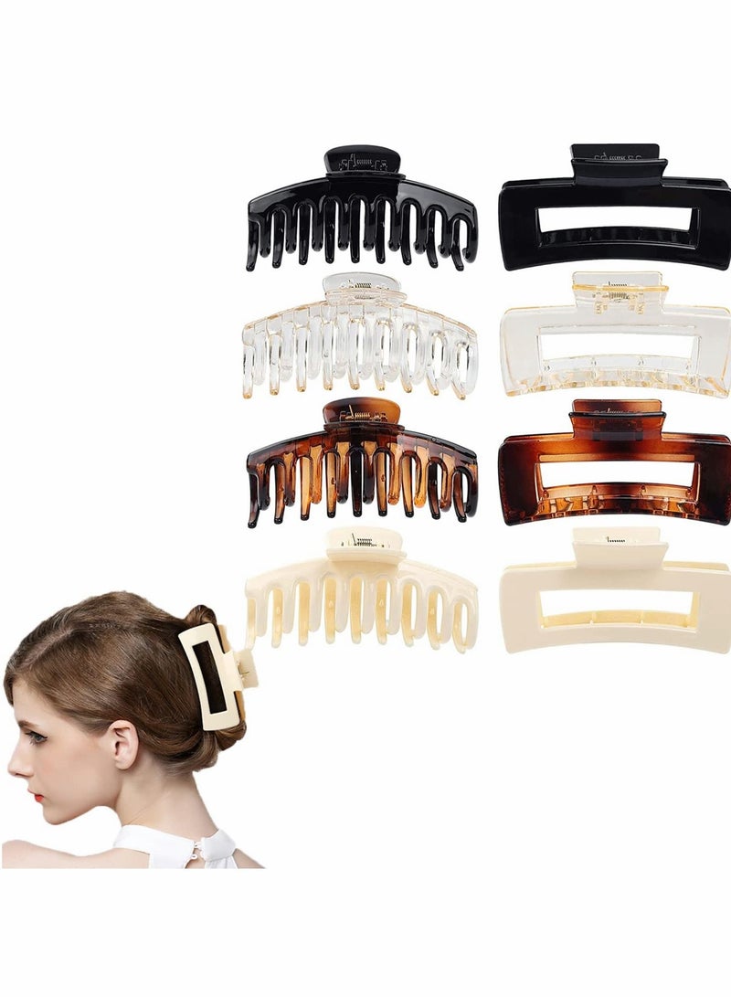 KASTWAVE مخلب كليب مقاطع الشعر مستطيلة للنساء الفتيات شعر كبير سميكة الشعر الفك مقاطع الشعر المشابك نونسليب جامبو قوي عقد الشعر مقاطع الشعر الكبيرة التصميم الفرنسي اكسسوارات تصفيف الشعر 8 حزمة - Image 1