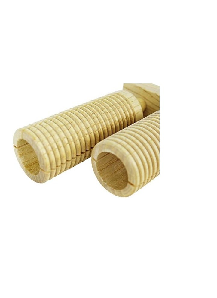 Astar Two Tone Double Wood Block Agogo Guiro Scraper with Wooden Beater, Percussion Rhythm Block  - Image 1