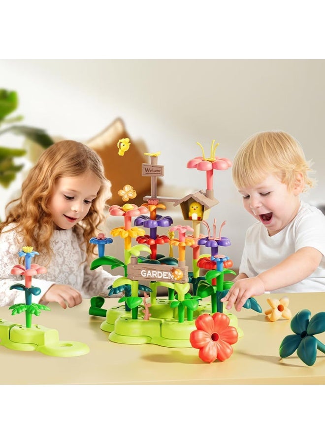 ECVV 93PCS DIY Flower Garden Building Blocks Set for Kids | Creative STEM Educational Toy for Girls & Boys, Assemble Blooming Flowers & Plants, Imagination & Logical Thinking Development Puzzle Set - Image 2