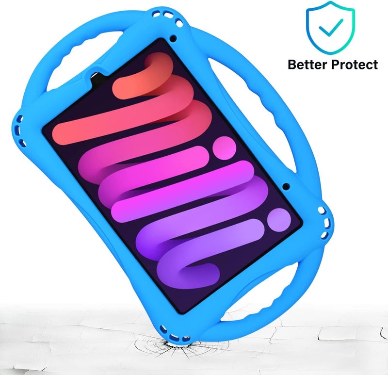 TopEsct Kids iPad Mini 6 Case, Blue, Shockproof, Heavy Duty, Protective, Anti-slip Silicone, 3 Handle, Kickstand, Precise Cutouts, Heat Dissipation, 2 Year Warranty - Image 2