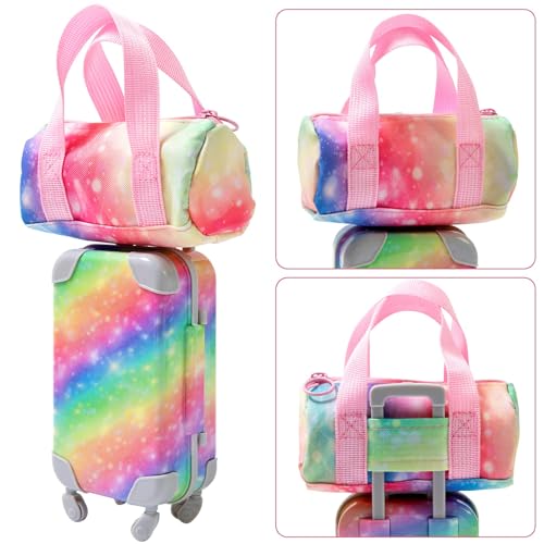 K. T. Fancy K.T. Fancy 23 PCS American 18 Inch Doll Accessories Suitcase Luggage Travel Set - Rainbow Suitcase Rainbow Bag Camera Computer Cell Phone Neck Pillow Eye Mask Glasses Gift for Christmas (NO Doll) - Image 3