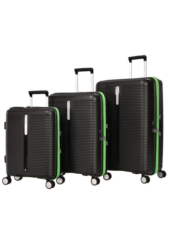 eminent Hard Case 3 Pcs Set Travel Bags Unisex PP Luggage Trolley Lightweight Expandable 4 Double Spinner Wheel Travel Suitcases with TSA Lock and Safe Zippers, B0013, Black - Image 1