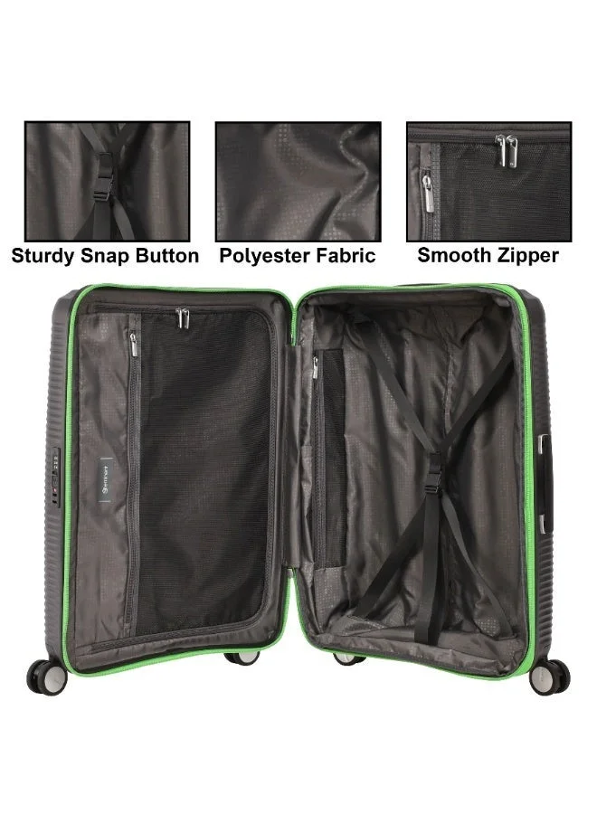 eminent black Hard Case 3 Pcs Set Travel Bags Unisex PP Luggage Trolley Lightweight Expandable 4 Double Spinner Wheel Travel Suitcases with TSA Lock and Safe Zippers, B0013, Black  | Best Price UAE