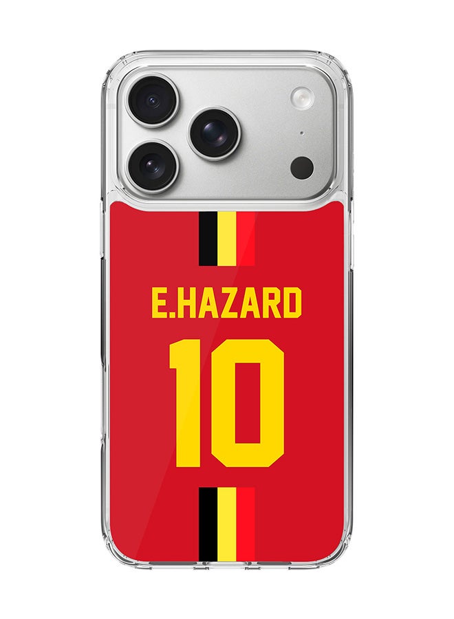 Stylizedd Classic Clear MagSafe Case for iPhone 17 Pro , Hybrid Soft Case Flexible Edges Anti Drop TPU PC Gel Thin Transparent Cover [ Designed for iPhone 17 Pro ] - Football Team - Belgium, Player Name - E.Hazard