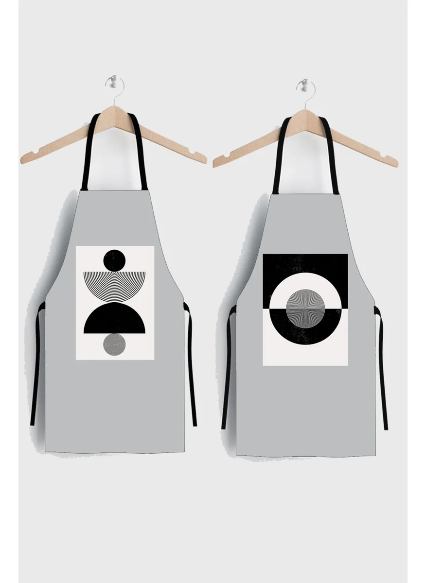 Ays Home Gray Abstract Pattern 2-Piece Kitchen Apron