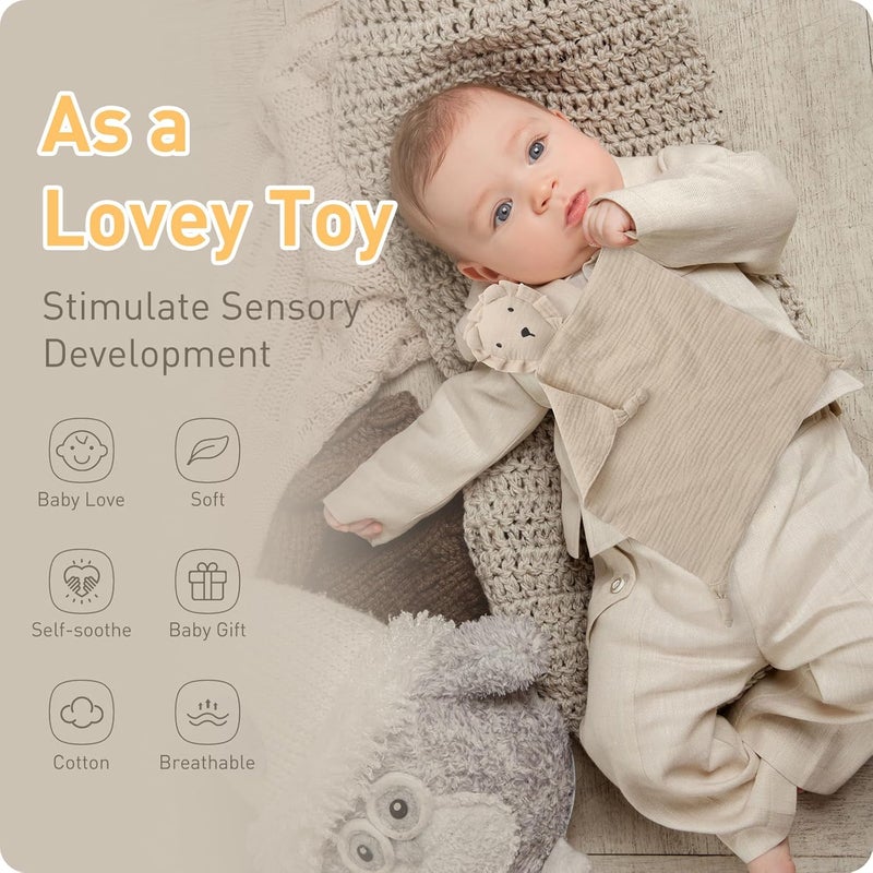 Knirose Muslin Cotton Lion Loveys Soft  Breathable Newborn Security Blanket for Baby Boy Girl Gender Neutral Muslin Fabric for Comfortable Sleep  Play Ideal for Newborns Toddler - Image 5