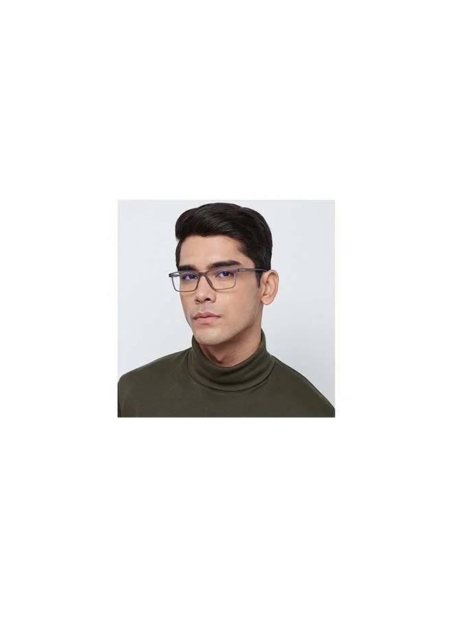 Lenskart Blu Zero Power Full Rim Bluecut & Antiglare Rectangle Shape Computer Eyeglasses LB E13738 - 52mm - Grey