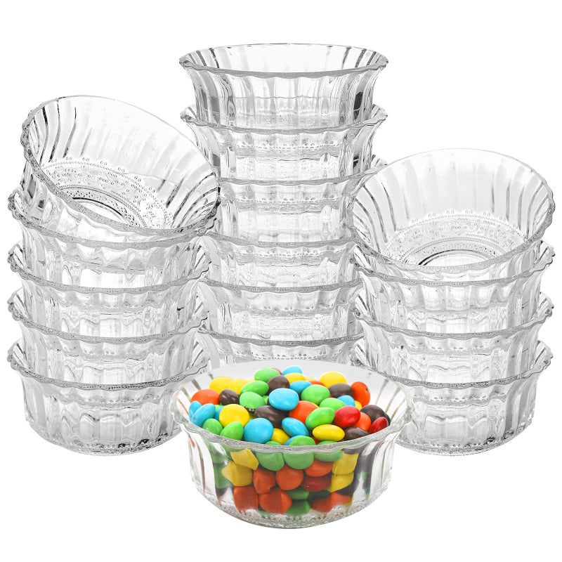 Frcctre 16 Pack 4 Inch Glass Bowls  8.5 Oz Mini Glass Prep Bowls Salad Bowls Dessert Bowls Candy Bowl Serving Bowls for Kitchen Prep  Dessert  Dips  Candy  Nuts  Snack - Dishwasher Safe - Image 1