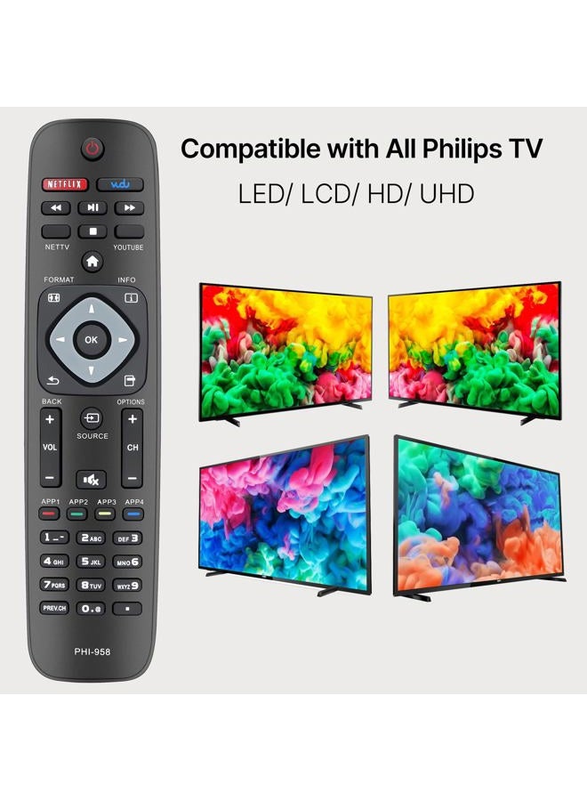 NEURONMART NH500UP Remote for Philips Smart TV Remote Control and Philips 2K 4K UHD TVs, Philips Smart Ultra HDTV, Philips LED LCD Television PHI-958 NH500UW NH503UP with Netflix, YouTube and Vudu - Image 2