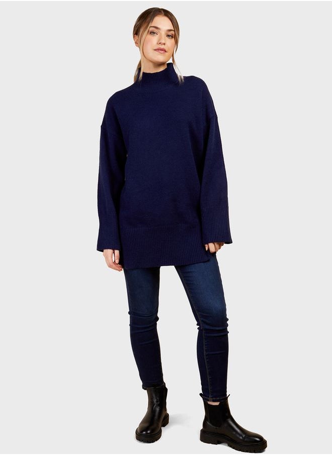 Little Mistress - High Neck Knitted Sweater - Image 1