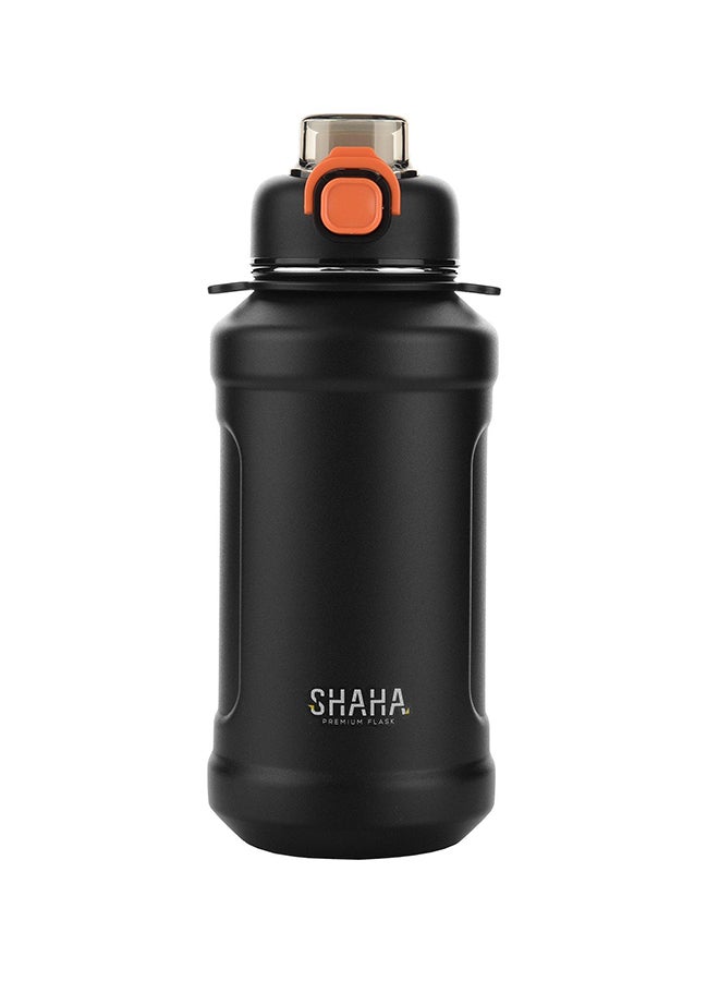 SHAHA زجاجة فراغ رياضية من الفولاذ المقاوم للصدأ 10 لتر باللون الأسود - Image 1