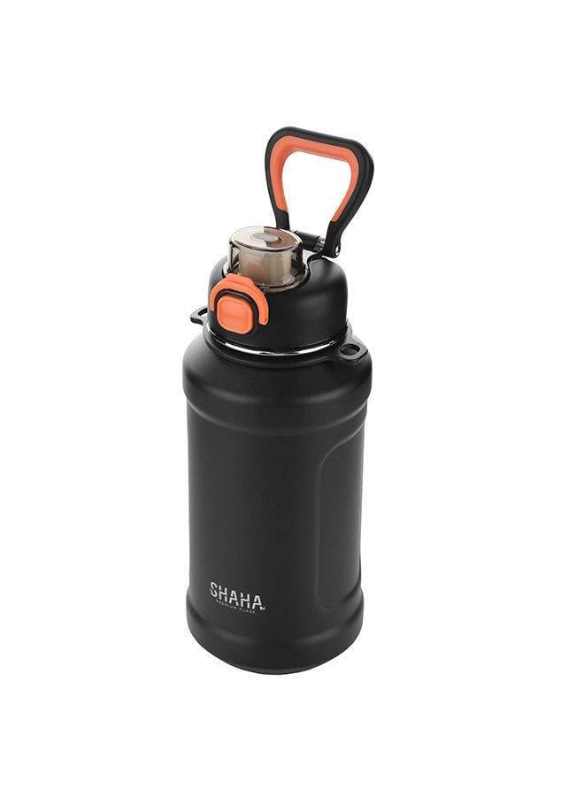 SHAHA زجاجة فراغ رياضية من الفولاذ المقاوم للصدأ 10 لتر باللون الأسود - Image 2