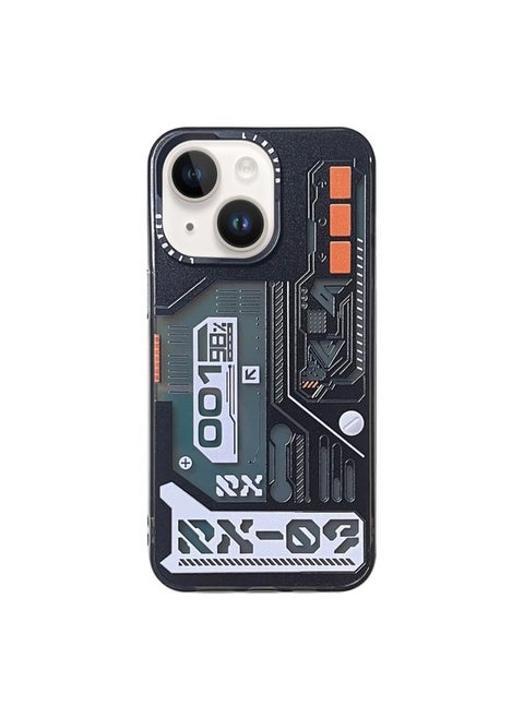 Case Cover For iPhone 15 Mecha Circuit Board Pattern Phone Case Black