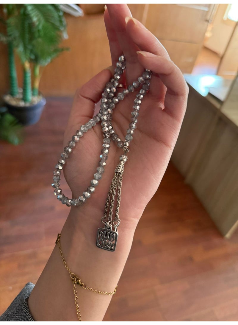 سبحه كريستال صناعه يدويه رمادى - Image 2