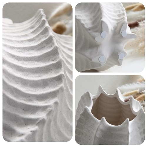 BUICCE Ceramic Coastal Vase for Flowers, Large Off White Decorative Piece, Modern Styling for Home or Office - Image 2