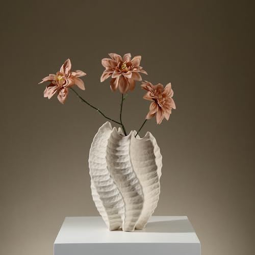 BUICCE Ceramic Coastal Vase for Flowers, Large Off White Decorative Piece, Modern Styling for Home or Office - Image 5