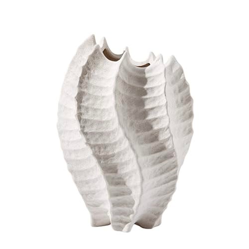 BUICCE Ceramic Coastal Vase for Flowers, Large Off White Decorative Piece, Modern Styling for Home or Office - Image 1