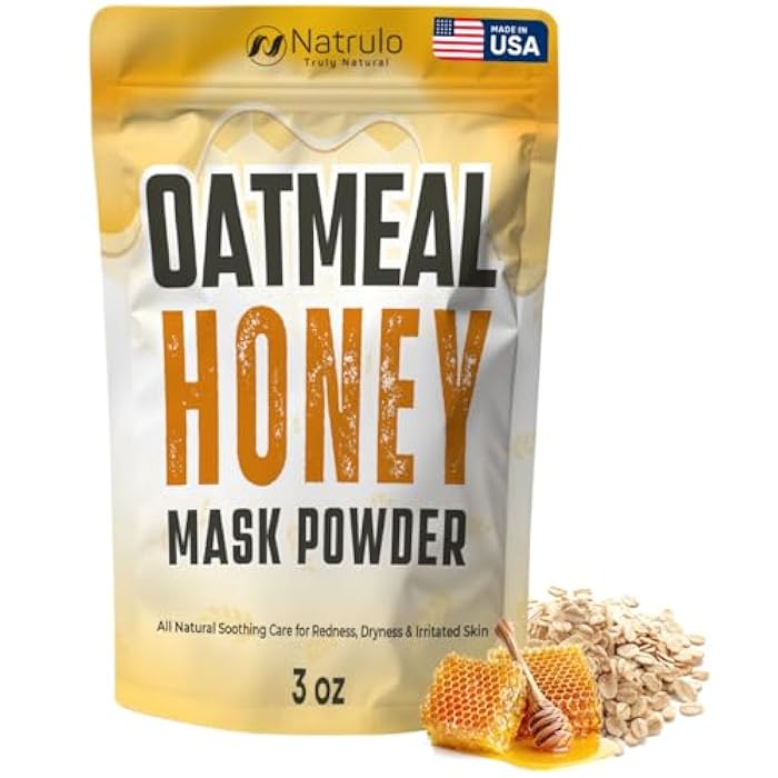 Natrulo Honey Face Mask – Soothing Natural Oatmeal Facial Mask for Eczema, Psoriasis, Dry Sensitive Skin – Calming Relief for Itchy, Irritated Skin – Gentle Exfoliating Scrub for Hydration & Glow, Made in USA - Image 1