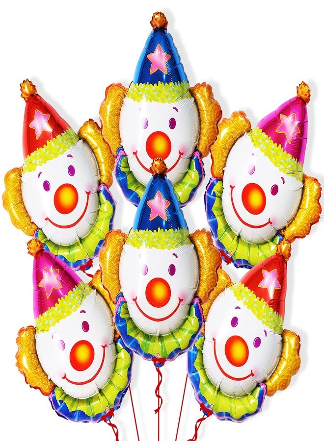 KatchOn, Large Clown Balloons Set - 32 Inch, Pack of 6 | Carnival Balloons for Carnival Decor | Clown Head balloons for Circus Theme Party Decorations | clown Birthday Decorations - Image 1