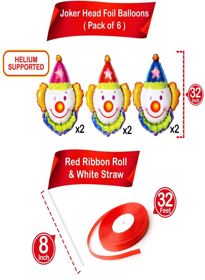 KatchOn, Large Clown Balloons Set - 32 Inch, Pack of 6 | Carnival Balloons for Carnival Decor | Clown Head balloons for Circus Theme Party Decorations | clown Birthday Decorations - Image 4