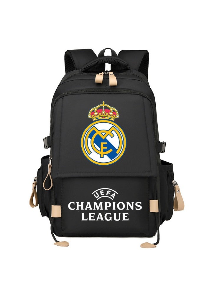 General Teen school bags, men's and women's backpacks, travel bags, Real Madrid print personality casual sports backpacks  - Image 1
