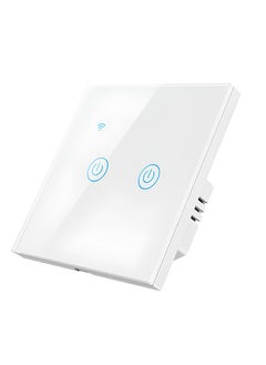 Generic WiFi Smart Wall Light Switch, No Neutral Wire Required, No Hub Required, Compatible with Google Home & Alexa, Touch & App Remote Control, Timing Function & Voice Control  (Gang 2, White)  - Image 1