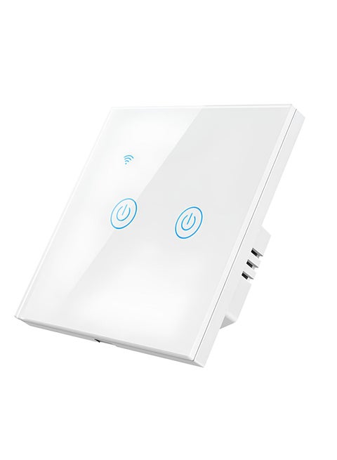 WiFi Smart Wall Light Switch, No Neutral Wire Required, No Hub Required, Compatible with Google Home & Alexa, Touch & App Remote Control, Timing Function & Voice Control  (Gang 2, White)