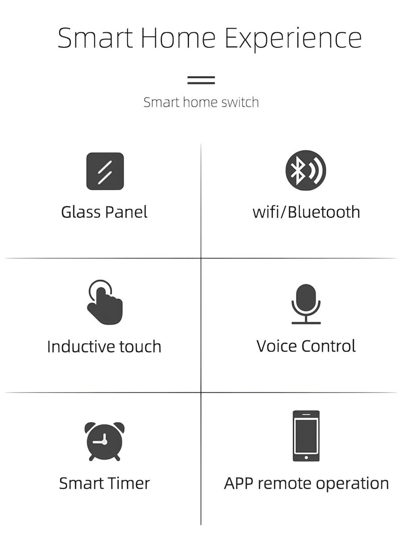 Generic - WiFi Smart Wall Light Switch, No Neutral Wire Required, No Hub Required, Compatible with Google Home & Alexa, Touch & App Remote Control, Timing Function & Voice Control  (Gang 2, White) - Image 1