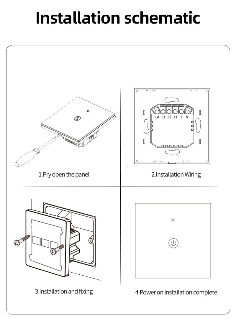 Generic - WiFi Smart Wall Light Switch, No Neutral Wire Required, No Hub Required, Compatible with Google Home & Alexa, Touch & App Remote Control, Timing Function & Voice Control  (Gang 2, White) - Image 1