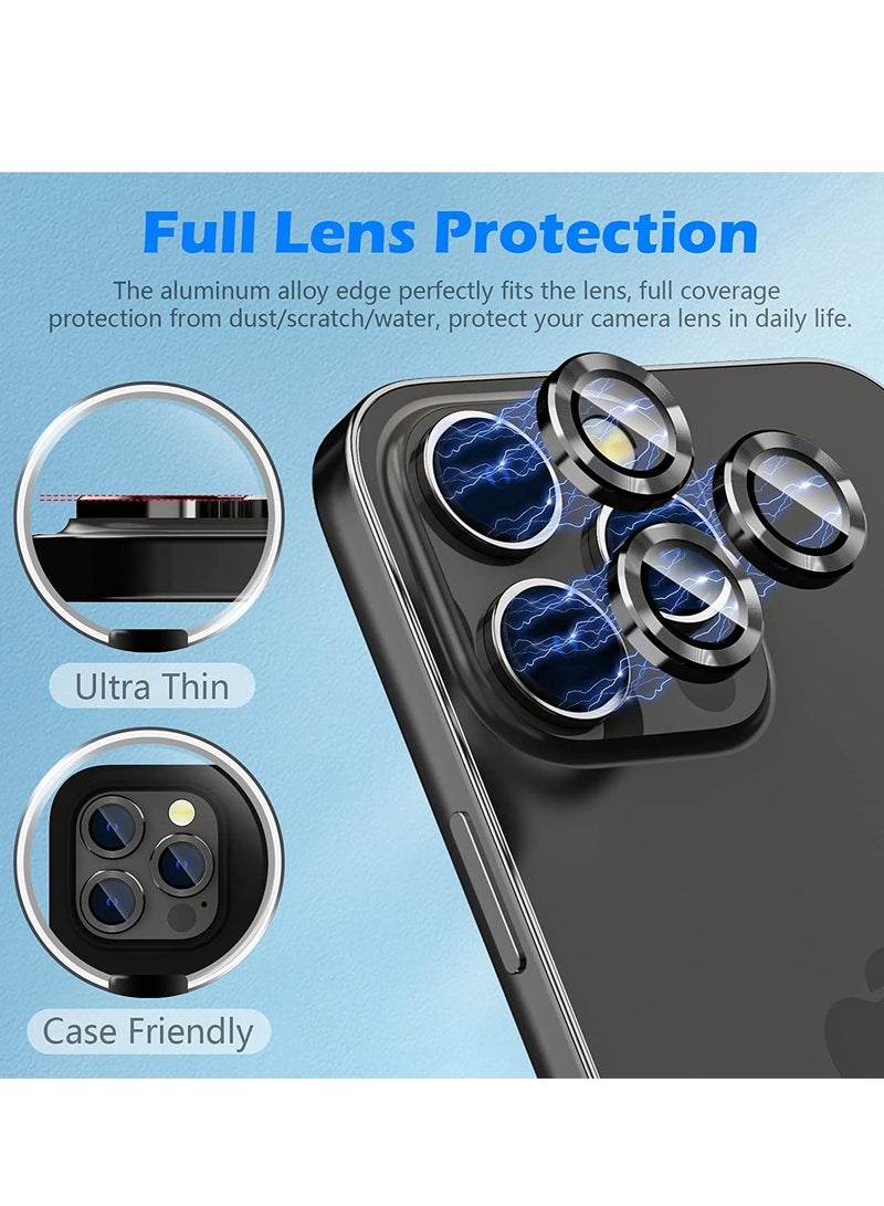 ELTRAZONE حامي عدسة الكاميرا لجهاز آيفون 14 برو/آيفون 14 برو ماكس، حلقة معدنية فردية، زجاج مقسى HD مضاد للخدش، غلاف واقي، مناسب للحالات، أسود - Image 4