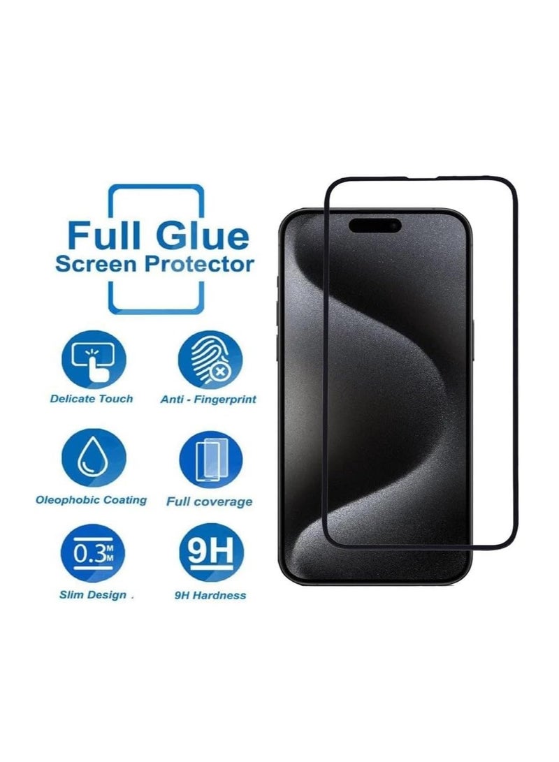 دوسالا حماية شاشة لجهاز آيفون 15 برو، زجاج مقسّى بصلابة 9H، مقاوم للخدوش، لاصق كامل من الحافة إلى الحافة، زجاج مضاد للكسر لجهاز آيفون 15 برو (آيفون 15 برو، شفاف) - Image 4