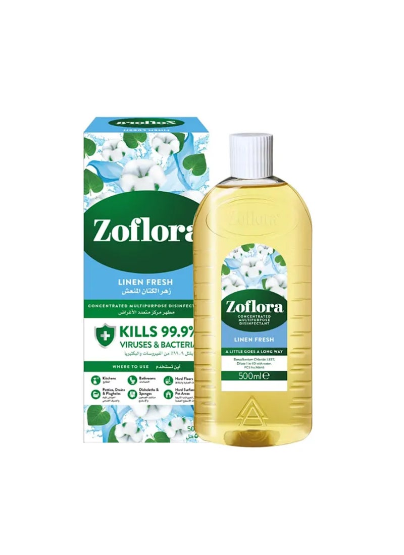 Zoflora Linen Fresh Multi-Purpose Concentrated Disinfectant 500ml - Image 1
