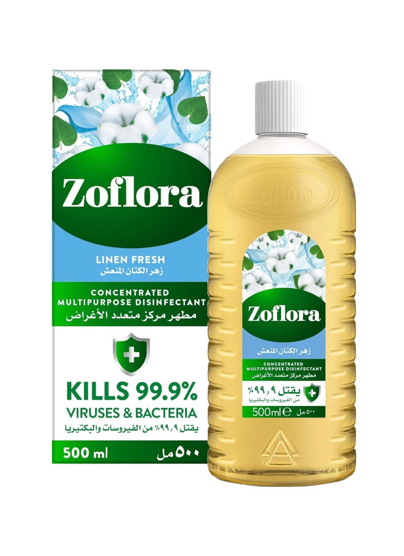 Zoflora, Multi-Purpose Concentrated Disinfectant, Linen Fresh, 500Ml - Image 1