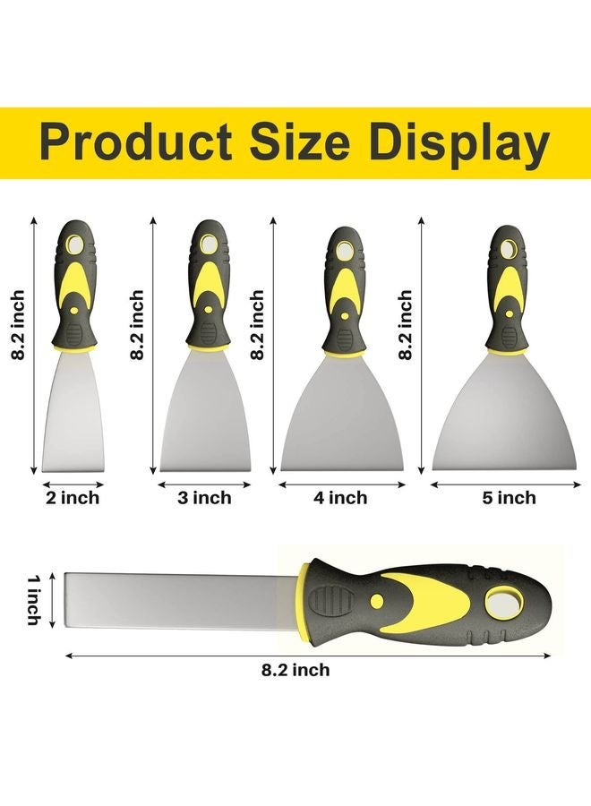 هومستر 5Pcs Putty Knife, Set, 1" 2" 3" 4" 5" Scraper, Spackle Knife, Paint Scraper, Scraper Tool, No Rusting, Perfect For Repairing Drywall, Removing Wallpaper, Mud, Plaster Scraping - Image 2