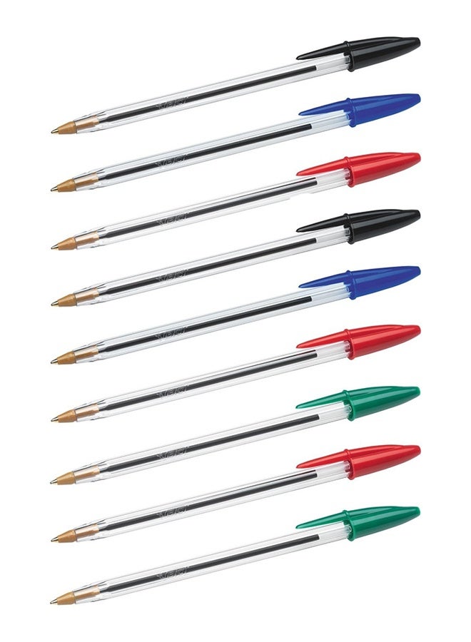 بيك أقلام حبر جاف أصلية من بيك كريستال بألوان متنوعة، رأس متوسط ​​(1.0 مم)، عبوة من 8 قطع + قطعتين - Image 2