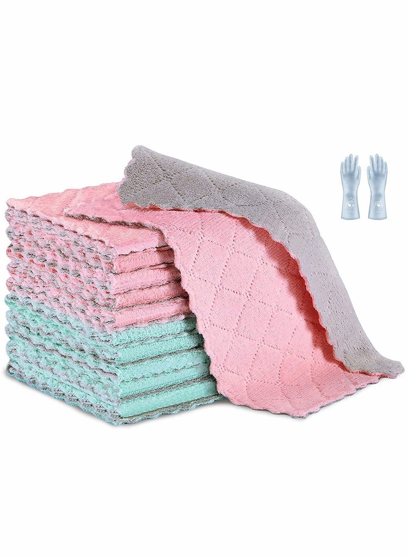 KASTWAVE Dishcloths, Premium Cleaning Cloth Remove The Oil and dust Kitchen Towels, Super Absorbent Coral Velvet Dish Towels for House Furniture Table Kitchen Dish Window Glasses  - Image 1