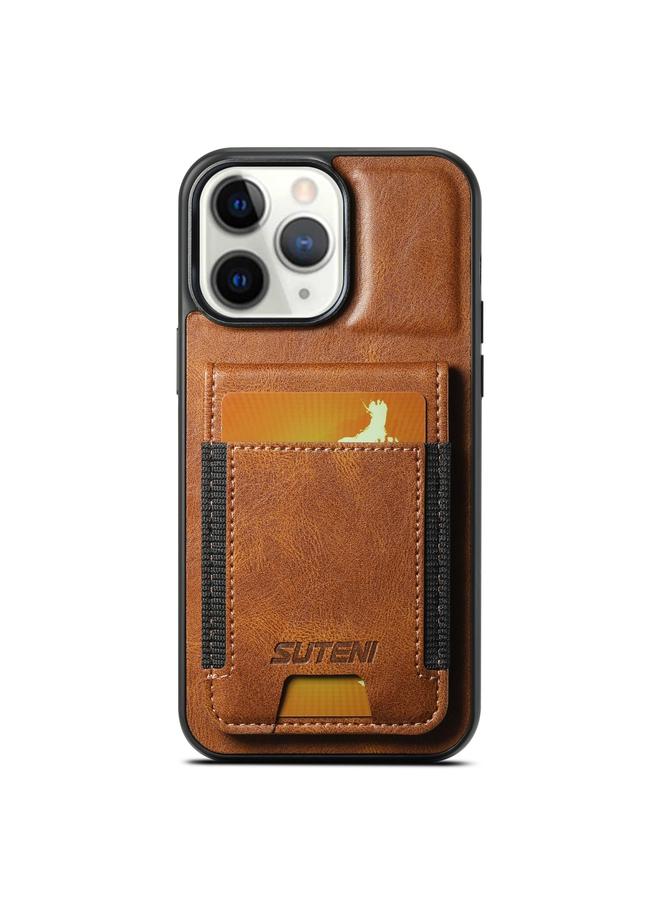 سوتين جراب خلفي لهاتف iPhone 11 Pro Max H03 مصنوع من جلد الشمع الزيتي مع حامل - Image 1