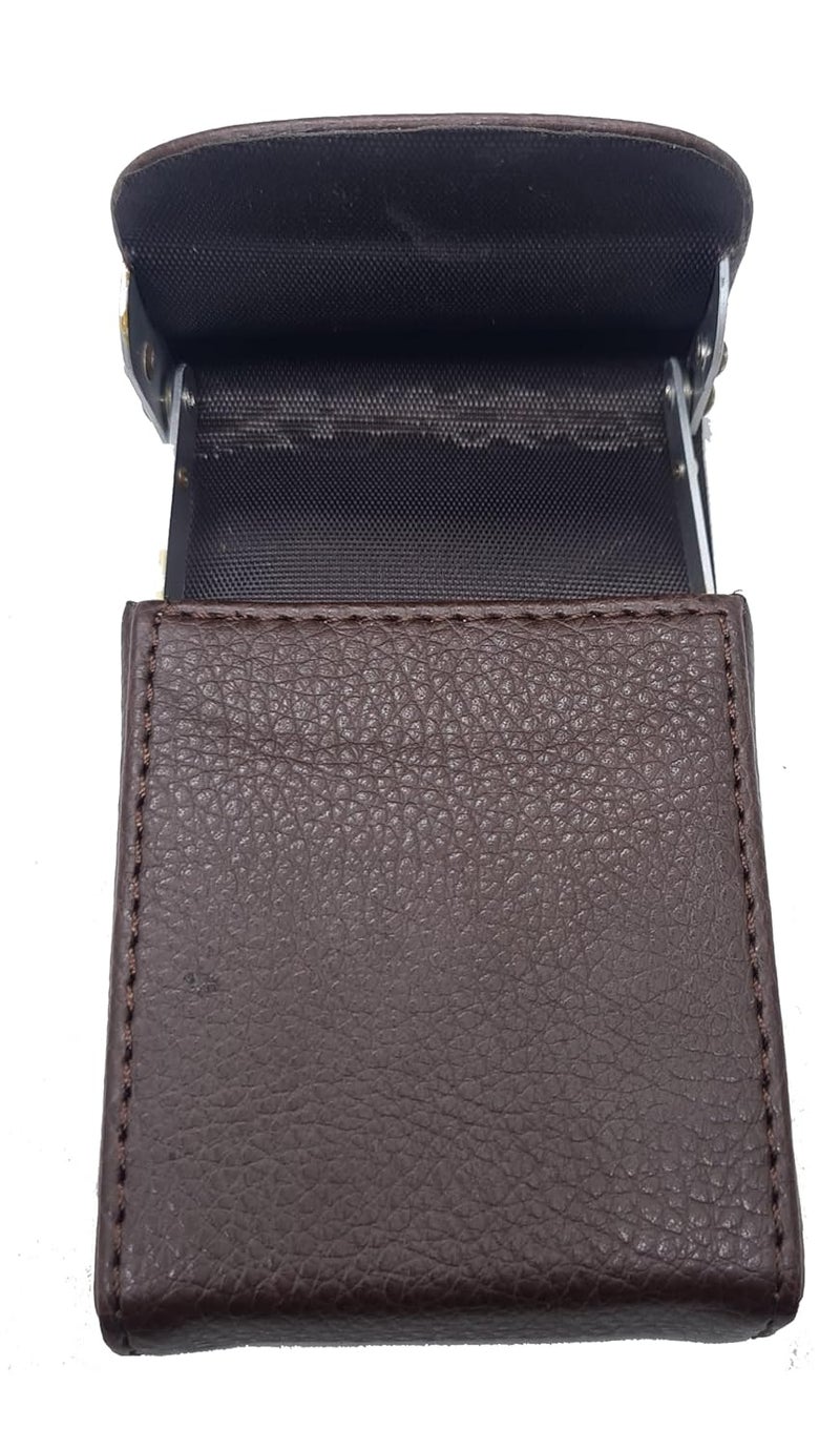 essart Business Card Holder Metal Visiting Card Case Classy Card Holder for Women & Men PU Leather Wallet Card Case with Metal Magnetic Clasp,30 Cards (5x9cm) - Tan - Image 2
