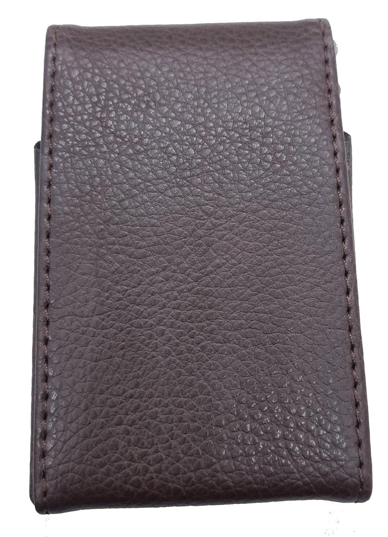 essart Business Card Holder Metal Visiting Card Case Classy Card Holder for Women & Men PU Leather Wallet Card Case with Metal Magnetic Clasp,30 Cards (5x9cm) - Tan - Image 3