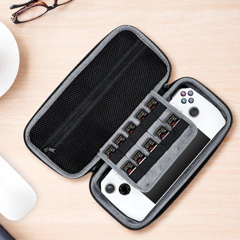 Gaming Accessory Storage Case: 1 Black Hard Shell With Soft Suede Lining - Shockproof Wear-resistant Waterproof Portable Bag for ROG Handheld Travel Organization - Image 4