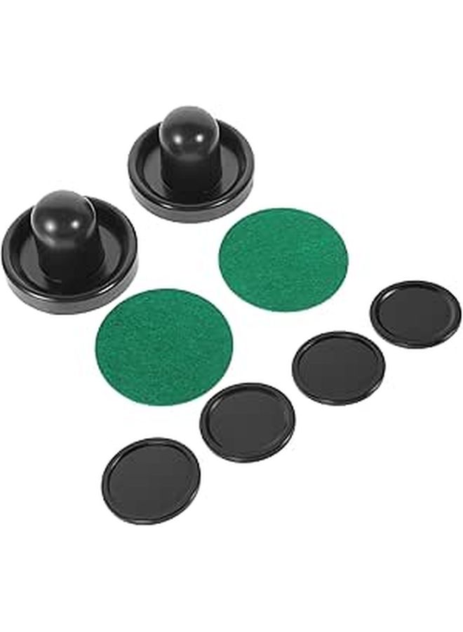 Air Hockey Pucks And Paddles Replacement Set For Game Tables Including 4 Inch Black Pucks With Red Felt Covers Smooth Sliding Accessories
