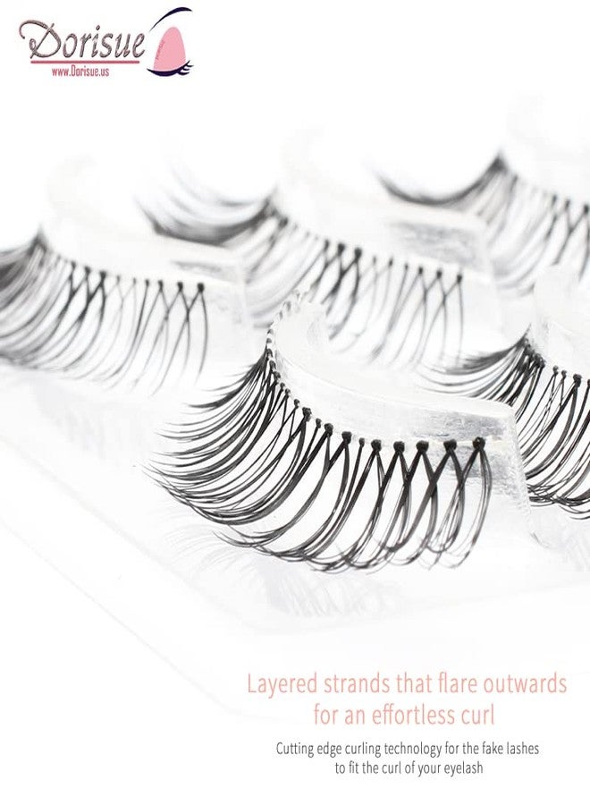 Dorisue Cat Eye False Lashes - Long Wispy Eyelashes for Dating Makeup, Outer Corner Dramatic Volume 5-12mm, 4 Pairs (E2) - Image 4