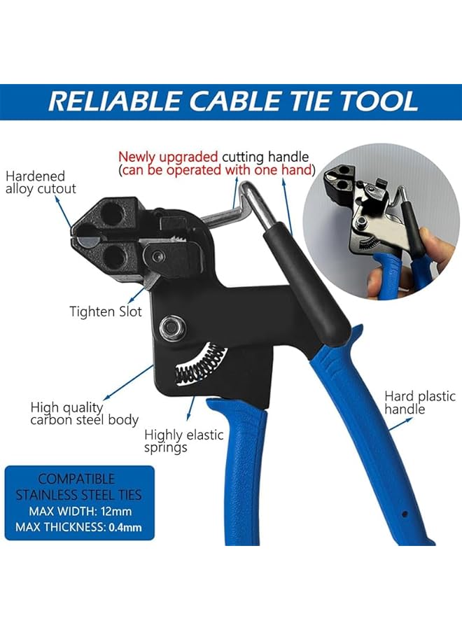 S-TOP Stainless Steel Cable Tie Gun and Release Tool Cable Tie Gun and Metal Zipper Tool One-hand Operation Metal Cable Tie Wrap Tensioning and Cutting Tool - Image 3