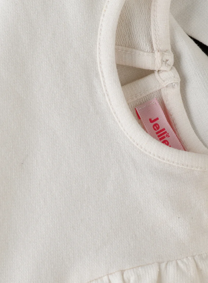 Jelliene Baby White Top with Bunny Pocket and Ruffles