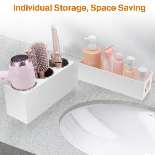 GFWARE Hair Tool Organizer - Bathroom Vanity Organizers and Storage, Hair Styling Accessories Hot Tools Organizer Hair Dryer, Blow Dryer, Curling Iron, Flat Iron, Hair Straightener, White - Image 4